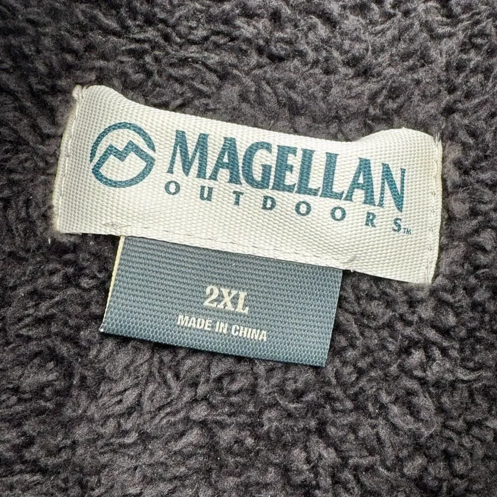 MAGELLAN Mens 2X Black Fleece Lined Sweater Vest Zip Pockets Hiking Outdoor GORP